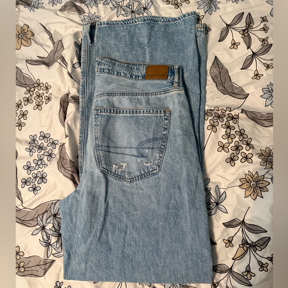 American Eagle Outfitters Light Blue Distressed Flare Jeans